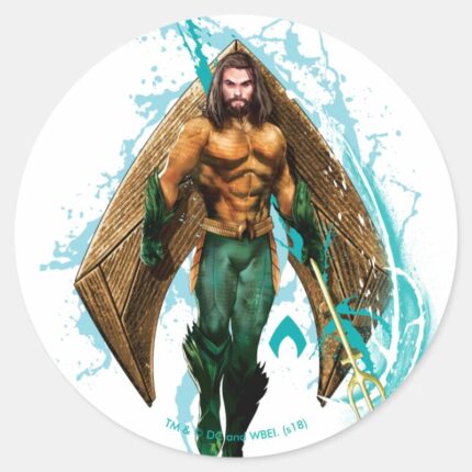 Aquaman Prince Orin With Aquaman Logo Classic Round Sticker
