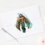 Aquaman Prince Orin With Aquaman Logo Classic Round Sticker