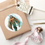 Aquaman Prince Orin With Aquaman Logo Classic Round Sticker