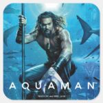 Aquaman Prince Orin With Aquatic Animals Square Sticker