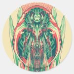 Aquaman Queen Fisherman Art Nouveau Panel Classic Round Sticker