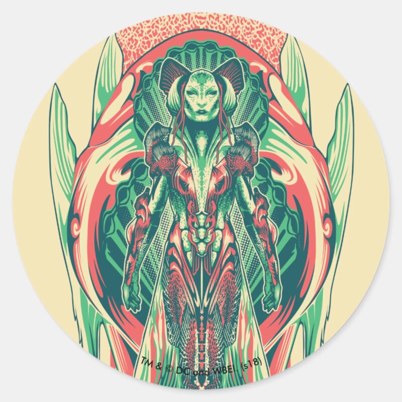 Aquaman Queen Fisherman Art Nouveau Panel Classic Round Sticker