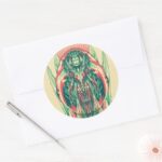 Aquaman Queen Fisherman Art Nouveau Panel Classic Round Sticker