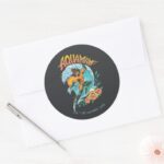 Aquaman And Trident Rising Surf Graphic Classic Round Sticker
