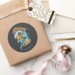 Aquaman And Trident Rising Surf Graphic Classic Round Sticker