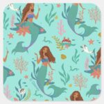 Ariel Undersea Adventure Pattern Square Sticker
