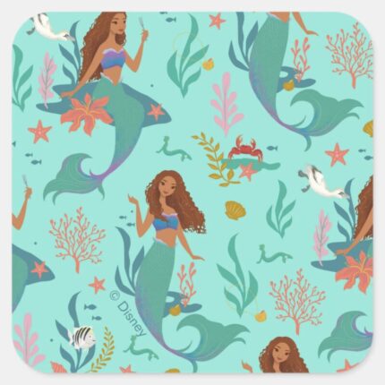 Ariel Undersea Adventure Pattern Square Sticker