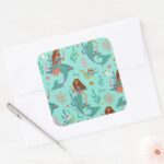 Ariel Undersea Adventure Pattern Square Sticker