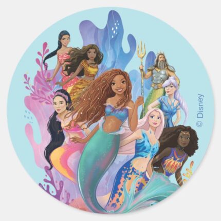 Ariel And Her Family Classic Round Sticker