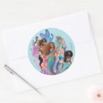 Ariel And Her Family Classic Round Sticker