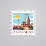 Azerbaijan Historic Cityscape Post Stamp Travels Stickers