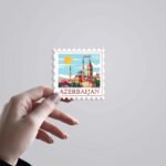 Azerbaijan Historic Cityscape Post Stamp Travels Stickers