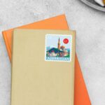 Azerbaijan Scenic Mountains Post Stamp Travels Stickers