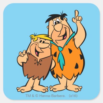 Barney Rubble And Fred Flintstone Square Sticker