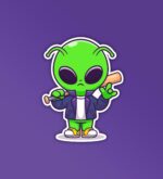Baseball Player Alien Sticker