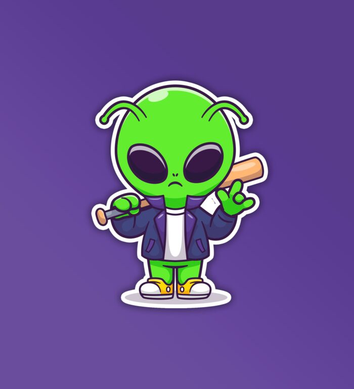 Baseball Player Alien Sticker