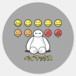 Baymax Emojicons Classic Round Sticker