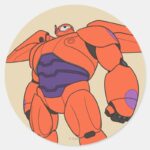 Baymax Orange Suit Classic Round Sticker