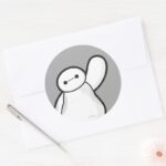 Baymax Waving Classic Round Sticker