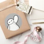 Baymax Waving Classic Round Sticker