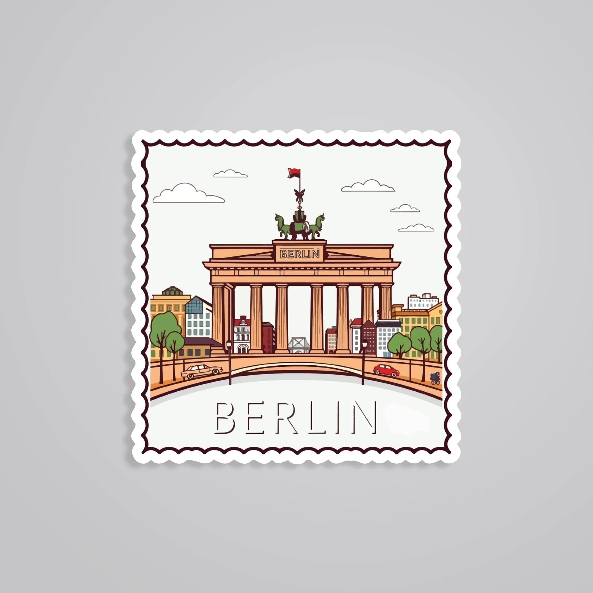Berlin Brandenburg Gate Daytime Post Stamp Travels Stickers