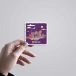 Berlin Iconic Skyline Night Post Stamp Travels Stickers