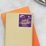 Berlin Iconic Skyline Night Post Stamp Travels Stickers