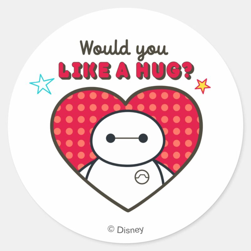 Big Hero 6 Baymax Would You Like A Hug Classic Round Sticker