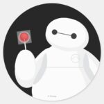 Big Hero 6 Baymax With Lollipop Classic Round Sticker