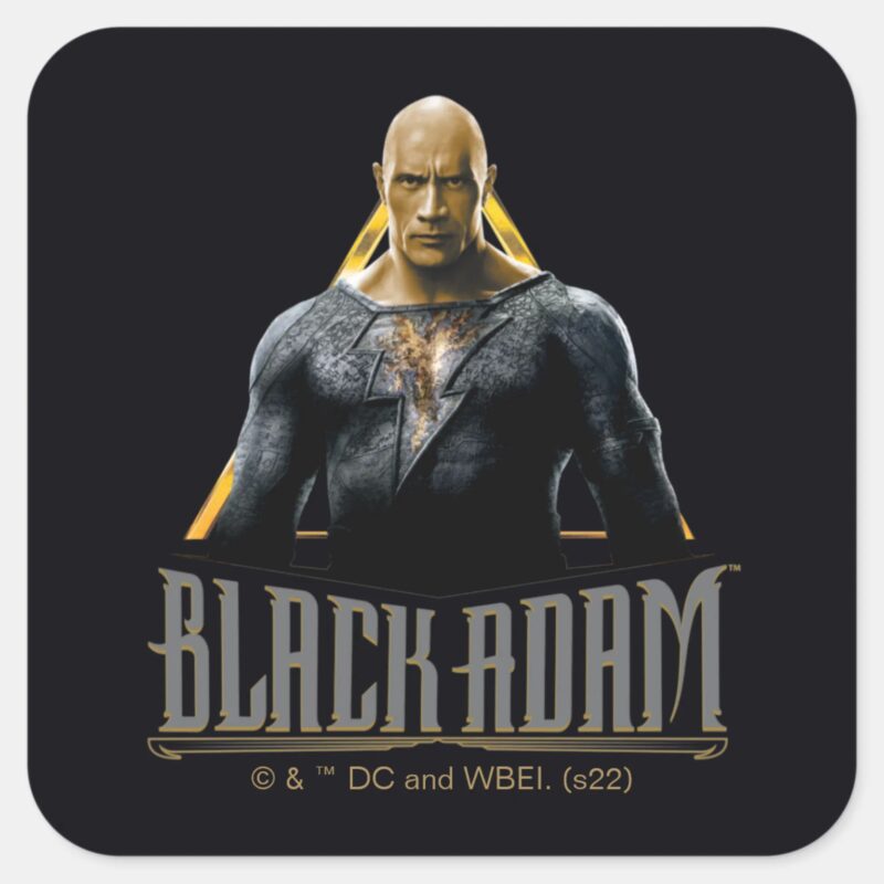 Black Adam Character And Name Graphic Square Sticker