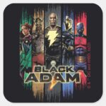 Black Adam Characters In Stripes Graphic Square Sticker