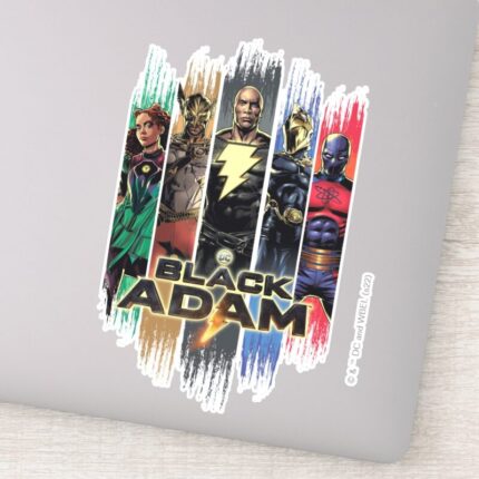 Black Adam Characters In Stripes Graphic Sticker