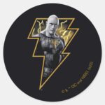 Black Adam Gray And Gold Lightning Graphic Classic Round Sticker