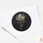 Black Adam Gray And Gold Lightning Graphic Classic Round Sticker