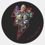 Black Adam Group Lightning Graphic Classic Round Sticker