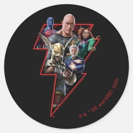 Black Adam Group Lightning Graphic Classic Round Sticker