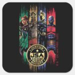 Black Adam Justice Society Heroes In Stripes Square Sticker