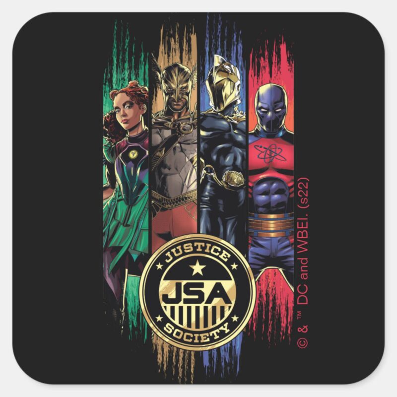 Black Adam Justice Society Heroes In Stripes Square Sticker