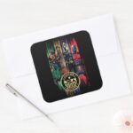 Black Adam Justice Society Heroes In Stripes Square Sticker