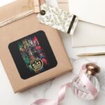 Black Adam Justice Society Heroes In Stripes Square Sticker