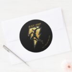 Black Adam Lightning Bolt Character Illustration Classic Round Sticker