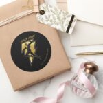 Black Adam Lightning Bolt Character Illustration Classic Round Sticker