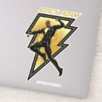 Black Adam Lightning Bolt Character Illustration Sticker