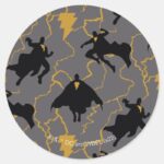 Black Adam Lightning Silhouette Pattern Classic Round Sticker