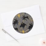 Black Adam Lightning Silhouette Pattern Classic Round Sticker