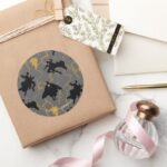 Black Adam Lightning Silhouette Pattern Classic Round Sticker