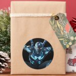 Blue Beetle Leaping Character Art Classic Round Sticker