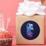 Blue Beetle Retrowave City Lights Classic Round Sticker