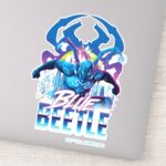Blue Beetle Retrowave City Sunset Sticker