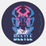Blue Beetle Retrowave Versus Graphic Classic Round Sticker
